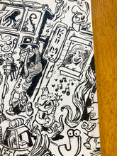 Load image into Gallery viewer, Black and white illustration on a wooden surface