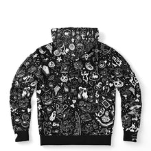 Load image into Gallery viewer, Back view of laid flat Dark Elements Hoodie 2.0 with updated design
