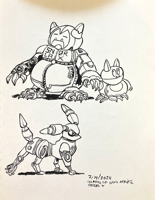 Two mechanized Pokemon  (Snorlax and Evee)