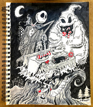 Load image into Gallery viewer, Jack Skellington &amp; Oogie Boogie having lunch with Zero the dog
